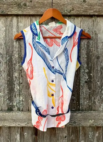 Vintage 1970’s Blouse With Waist Belt Multiple Size M