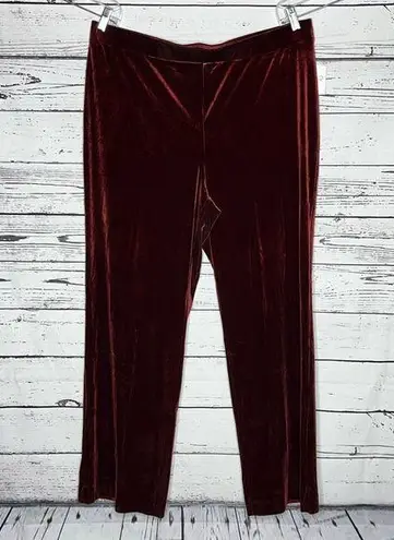 Kasper  NWT Size XL Pepperberry Red Elastic Waist Wide Leg Pull On Velvet Pants