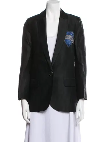 Zadig & Voltaire Womens Viva Heart Strass Linen-Blend Blazer