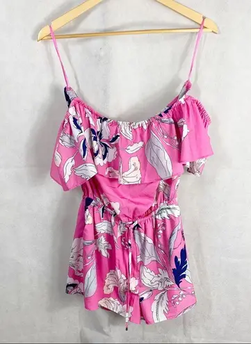 Yumi Kim Pink floral print off shoulder romper