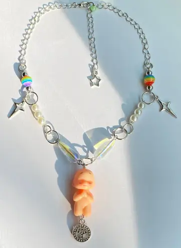 Handmade Kawaii retro y2k angel baby kewpie doll “LOVE&PEACE”🕊🌈✌️unisex necklace👼