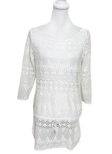 Ralph Lauren  Crochet Drawstring Swim Bathing Suit Cover Up Small White Size S