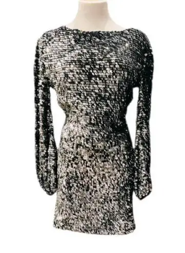 RETROFETE TARA SEQUIN CROCHET DRESS XS Black