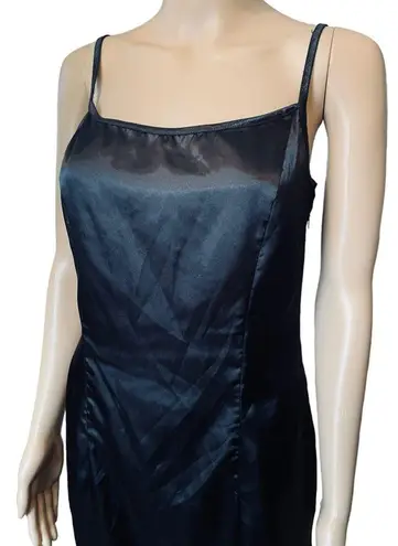 Joseph Ribkoff Vintage 90s Satin Silky Goth Glam Little Black Mini Slip Dress