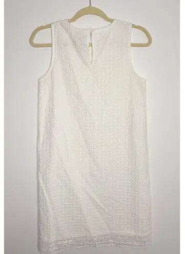 Solitaire White Shift Eyelet Lace Sleeveless White Lined Casual Cotton Dress S - Image 9