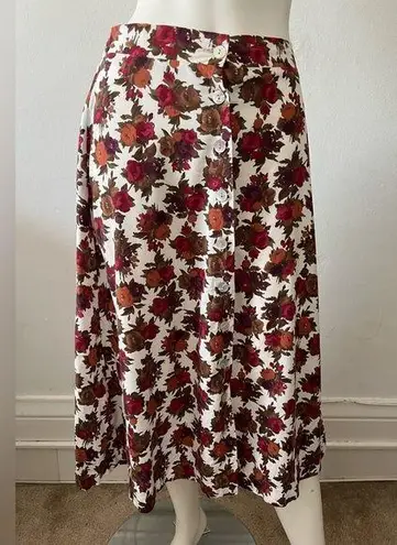 Vintage Appointments made in USA fall flowers elastic waist pencil skirt Med White