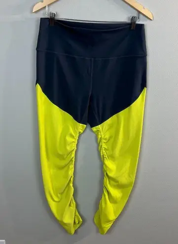 Zyia Leggings 14 16 Neon Yellow Parallel Luxe High Rise 7/8 Ruched Ribbed Active