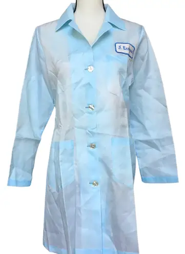 Vintage 70s Nurse Maid Uniform Costume D. Bedgood Blue Polyester Long Sleeve
