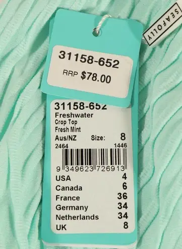 Seafolly NWT Freshwater Crop Top in Fresh Mint