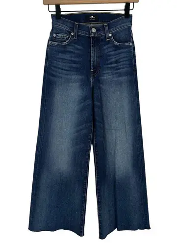 7 For All Mankind  Ultra High-Rise Crop Jo with Cut Hem in Luxe Vintage Iris Blue