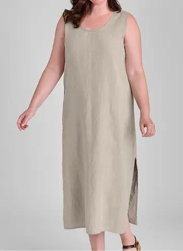 Flax Slipster 1G Natural Cream Maxi Linen Dress Sleeveless