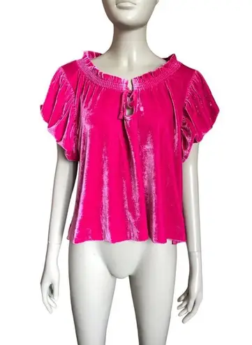 Free People NWT  Pink Phenom Velvet Short Sleeve Top