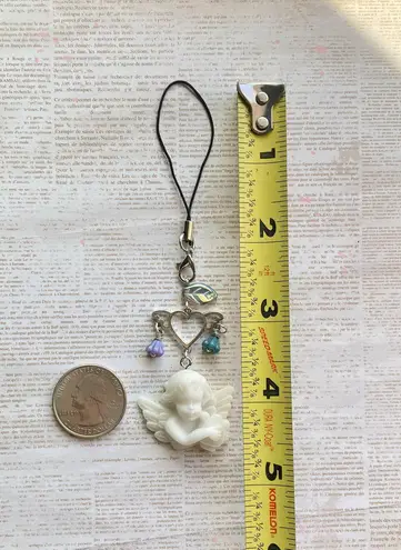 Handmade aesthetic Kawaii fairy vintage antique goth style angel/cherub phone strap/bag charm/keychain/display👼❤️