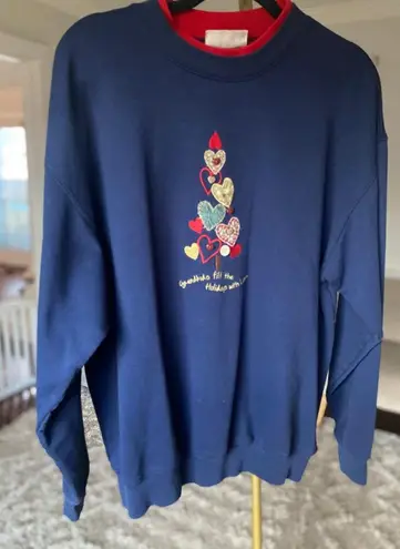 Vintage Grandma Holiday Sweatshirt Quiet Luxury Old Money Grandkids L Blue Size L