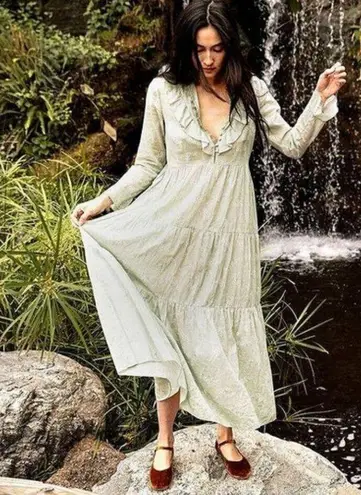 ๐DOEN๐ Assam Dress Sweet Daisy Light Green Micro Floral Print Medium