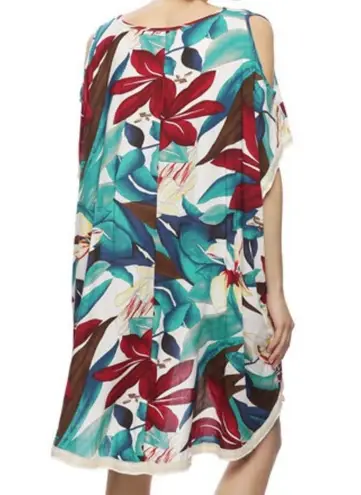 FLORAL PRINT COLD SHOULDER FLORAL TROPICAL COVERUP 37"X 32" Size undefined