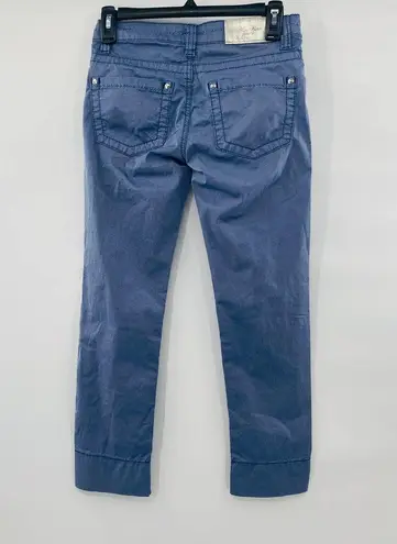 Moschino Jeans Donna Metallic Shimmer Blue Cropped Jeans 5-Pocket Wide Hem Sz 25