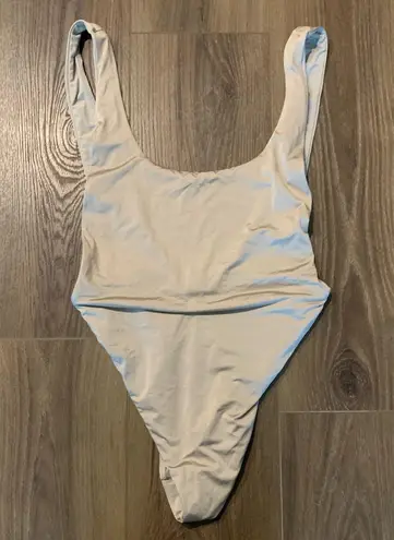 Aerie Iridescent Taupe One Piece Swimsuit High-Cut Scoop Neck size Small