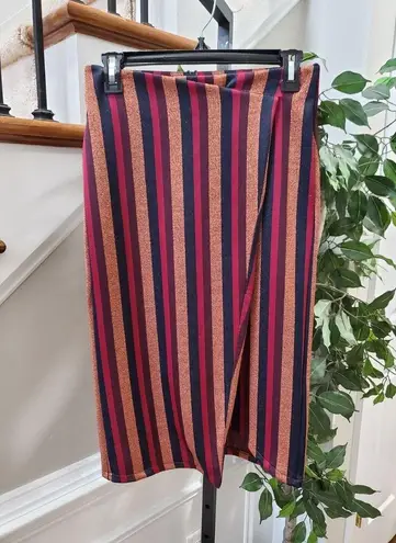 ZARA  Trafaluc Women's Multicolor Striped Polyester Wrap Knee Length Skirt Size S