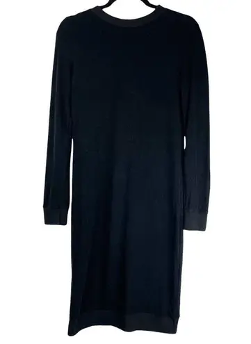 Ermanna Designer Knit Long Sleeve Dress Mother of Pearl Button Back Sz Small Black