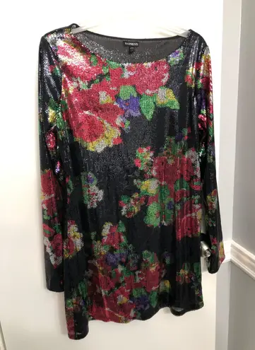 EXPRESS Floral Sequins Dress