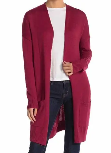 Nordstrom Abound Women's Red Rumba Open Front Longline Knit Cardigan w/ Pockets sz XS NWT