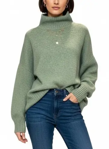 FOR THE REPUBLIC Sage Green Wool Blend Mock Turtleneck Sweater Large Cozy Hygge
