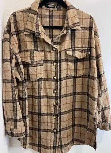 Missguided brown Flannel shacket