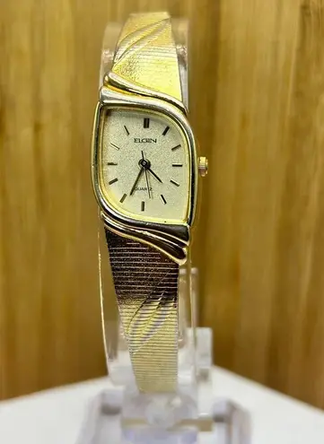 Elgin Ladies Formal Analog Wrist Watch Gold Tone Band & Case Size 8