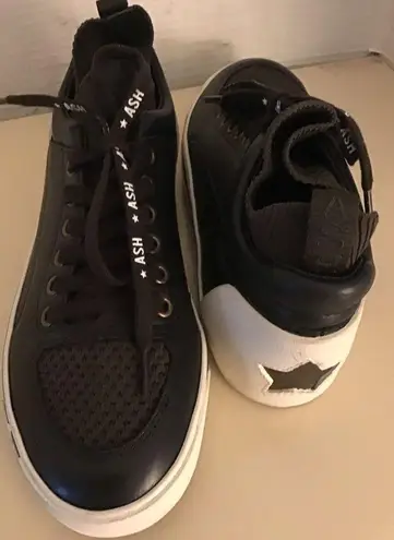 Ash women black leather platform sneaker shoes US 6.5 Euro 37