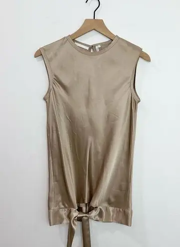 Helmut Lang Hem Drape Tie Tank Top Butter Gold Tan size Small