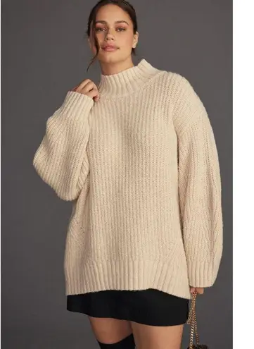 Maeve Anthropologie Dakotah Mock Neck Ribbed Long Sleeve Sweater Gray Large