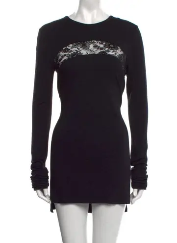 Givenchy Black Lace Accent Long Sleeve Tunic Dress