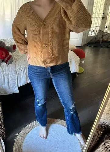 Petal and Pup Women’s Small/Medium Brown Cropped Cable Knit Cardigan