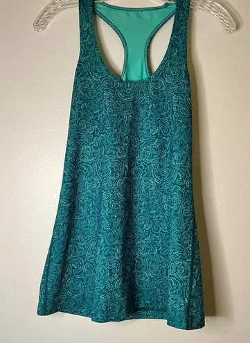 Lululemon  Racerback Tank Teal with Yoga Spellout Print Size 8