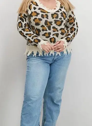 Animal Leopard Print Fringe Cropped Shirt