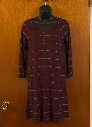 SO  Wine Sweater Dress White Stripes Casual Cool Long Sleeve Soft Touch Size XS