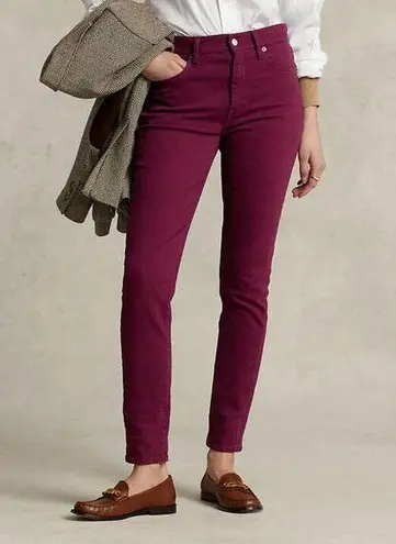 Polo NWT  Ralph Lauren Burgundy Tompkins Skinny High Rise Ankle Jeans Size 26