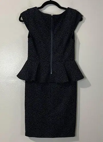 Alice + Olivia  Victoria Peplum Dress Size 2 Navy Leopard Velvet Cocktail Party