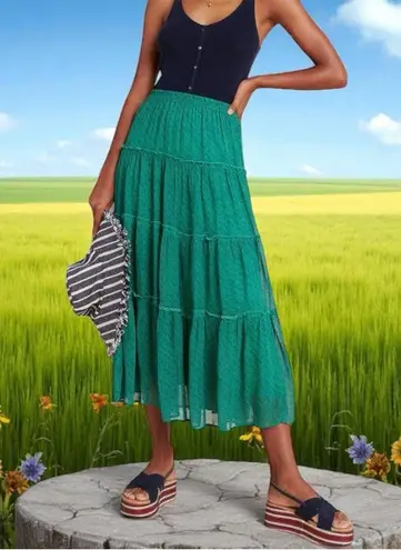 Maeve  by Anthropologie Phoebe Tiered Midi Summer Skirt Bohemian Flirty Size S - Image 1