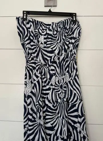 Caribbean Joe Women’s Medium Navy White Strapless Maxi Dress New