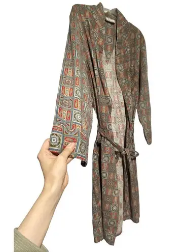 McKenzie Imperial Women's Long Sleeve Tie Front Open Coverup Robe Brown Size L Size L