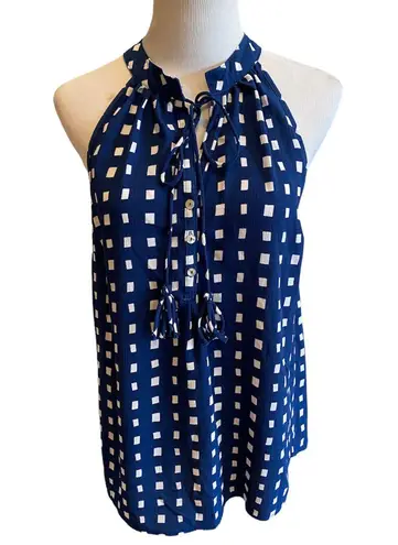 Mud Pie Blue White Geometric Blouse Sleeveless M