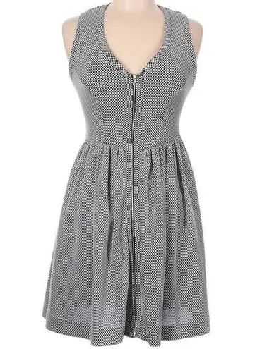 Sandro PARIS HOUNDSTOOTH ANGLE GRID CHECKED BLACK WHITE SLEEVELESS DRESS