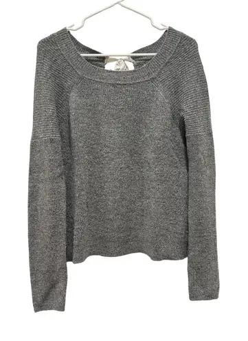 Abercrombie & Fitch  Womens Gray Metallic Knit Sweater Medium Tie Back - Image 1