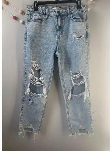 Hidden Rainbow Ripped High Rise Slim Boyfriend Denim Jeans Blue Size 27