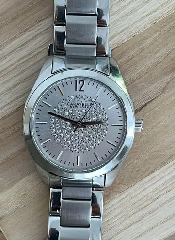 Caravelle New York by Bulova Ladies Watch Silver Pave Stainless Bracelet Dial