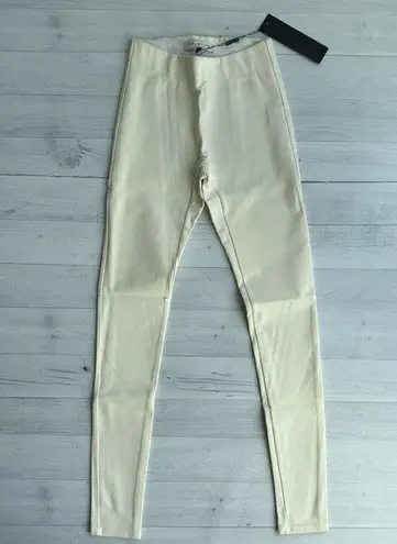 Halston Heritage NWT Cream High Waist Ribbed Leggings Size XS
