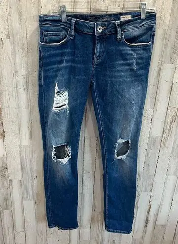 Mavi Emma Slim Boyfriend Blue Jeans Distressed Low Rise Size 28