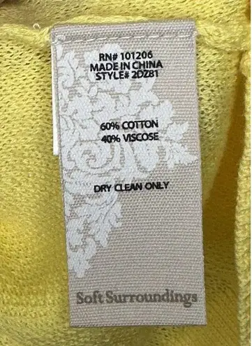 Soft Surroundings Yellow Garden Wall Pointelle Jacquard Sweater Size XS 2-4 NEW